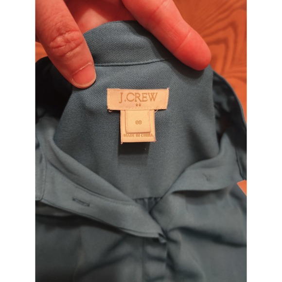J Crew Women's Sleeveless Ruffle Work Office Blouse Small 00 Teal Preppy Cottage - Picture 8 of 10
